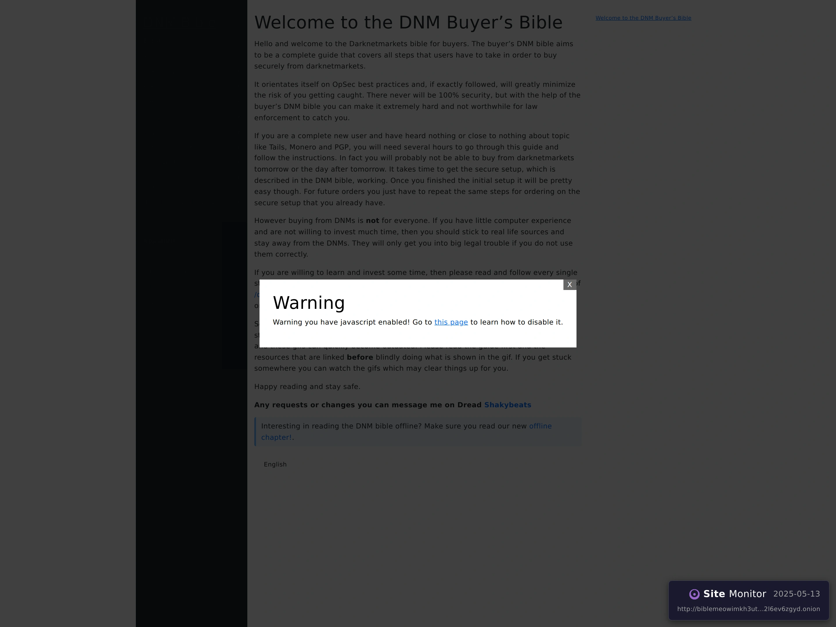 Darknet Market Bible screenshot